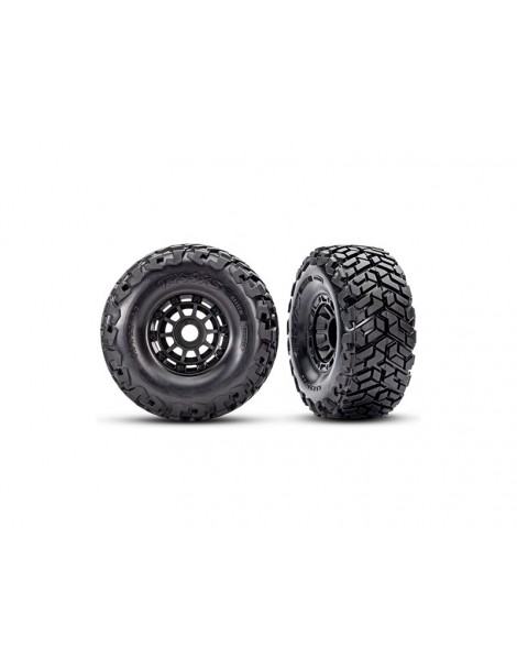 Traxxas Tires & wheels 2.2/3.2", black wheels, Maxx Slash belted tires (2)