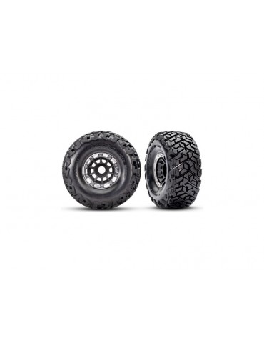 Traxxas Tires & wheels 2.2/3.2", black with satin beadlock wheels, Maxx Slash belted tires (pair)