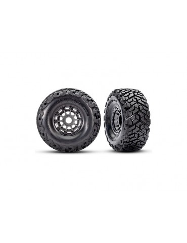 Traxxas Tires & wheels 2.2/3.2", charcoal gray wheels, Maxx Slash belted tires (pair)