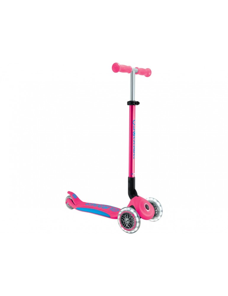 Globber - Scooter Primo Plus Lights V2 Foldable Fuchsia/Sky Blue