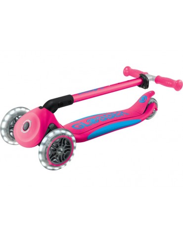 Globber - Scooter Primo Plus Lights V2 Foldable Fuchsia/Sky Blue