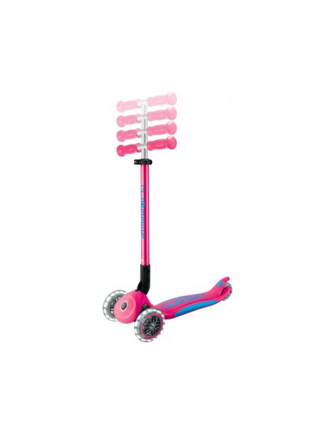 Globber - Scooter Primo Plus Lights V2 Foldable Fuchsia/Sky Blue