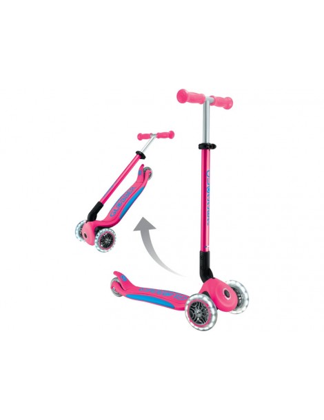 Globber - Scooter Primo Plus Lights V2 Foldable Fuchsia/Sky Blue