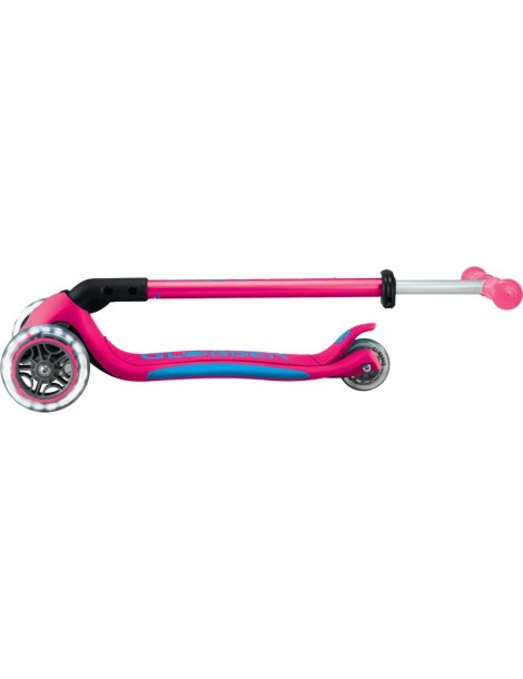 Globber - Scooter Primo Plus Lights V2 Foldable Fuchsia/Sky Blue