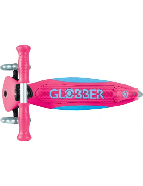 Globber - Scooter Primo Plus Lights V2 Foldable Fuchsia/Sky Blue