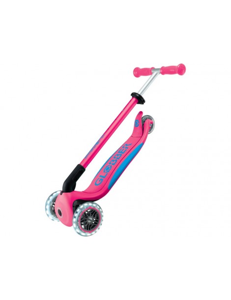 Globber - Scooter Primo Plus Lights V2 Foldable Fuchsia/Sky Blue