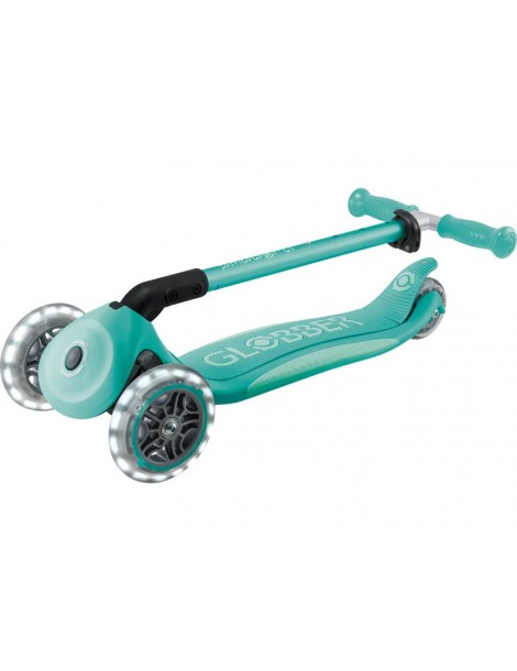Globber - Scooter Primo Plus Lights V2 Foldable Fuchsia/Sky Blue