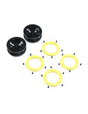 ECX FR/RR ratas su „Beadlock“, juodas/geltonas: Temper G2