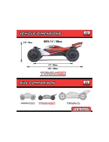 Arrma 1/18 Typhon Grom 4WD Smart RTR Red