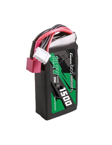 LiPo akumuliatorius 1500mAh 11.1V 35C 3S su T-Dean jungtimi Airsoft – Gens Ace – CyborgShop