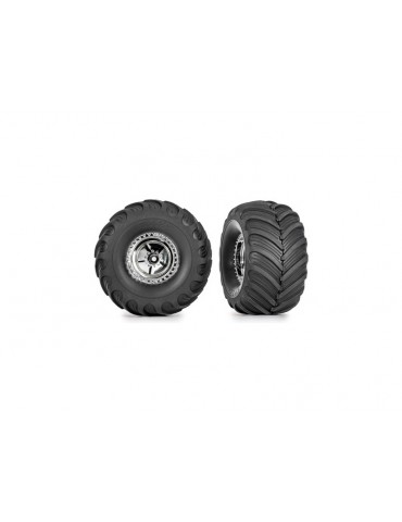 Traxxas Tires & wheels 1.3", chrome wheels, Terra Groove tires (2)