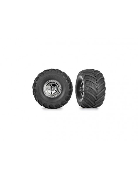 Traxxas Tires & wheels 1.3", chrome wheels, Terra Groove tires (2)