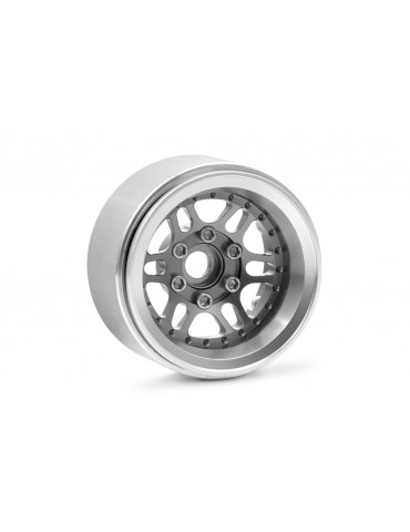 1.9'' Aluminum Beadlock Rims Offset -10 mm for 1/10 Crawler Silver - 2pcs