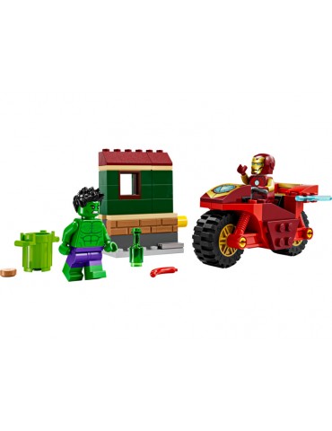 LEGO Marvel - Geležinis žmogus su motociklu ir Halkas