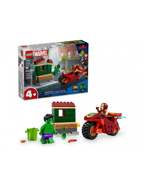 LEGO Marvel - Geležinis žmogus su motociklu ir Halkas