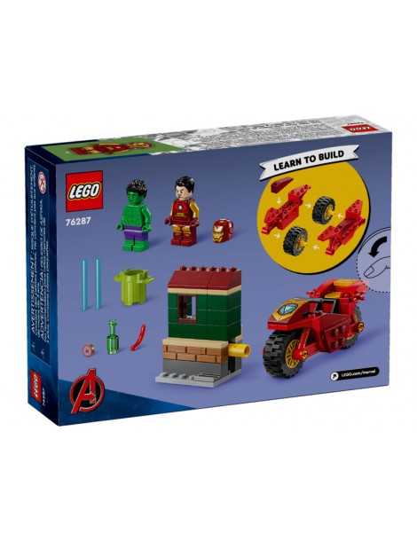 LEGO Marvel - Geležinis žmogus su motociklu ir Halkas