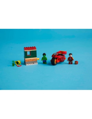 LEGO Marvel - Geležinis žmogus su motociklu ir Halkas