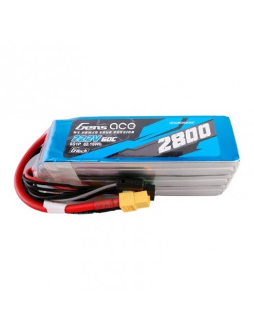 Gens ace G-Tech 2800mAh 22.2V 60C 6S1P Lipo Battery Pack with XT60 plug