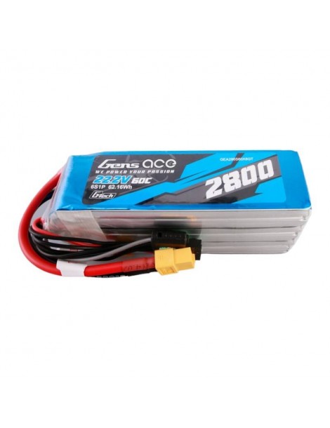 Gens ace G-Tech 2800mAh 22.2V 60C 6S1P Lipo Battery Pack with XT60 plug