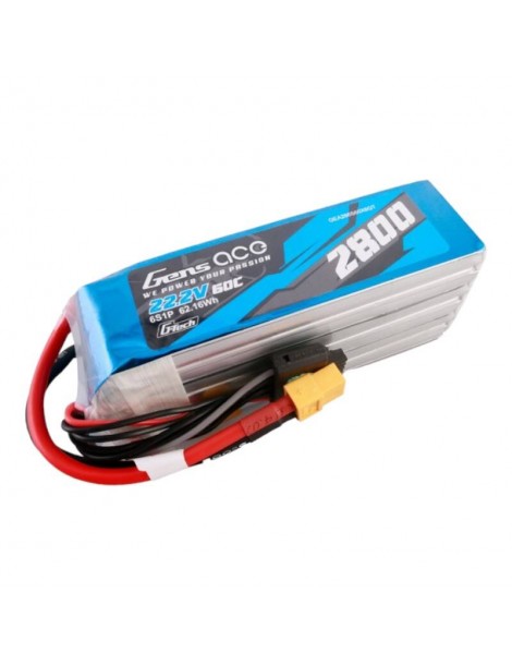 Gens ace G-Tech 2800mAh 22.2V 60C 6S1P Lipo Battery Pack with XT60 plug