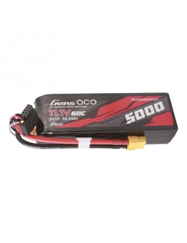 Gens ace G-Tech 5000mAh 11.1V 60C 3S1P Short-Size Lipo With XT60 Plug