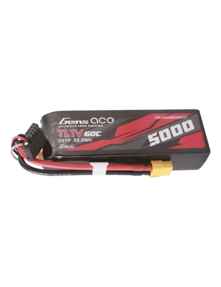 Gens ace G-Tech 5000mAh 11.1V 60C 3S1P Short-Size Lipo With XT60 Plug