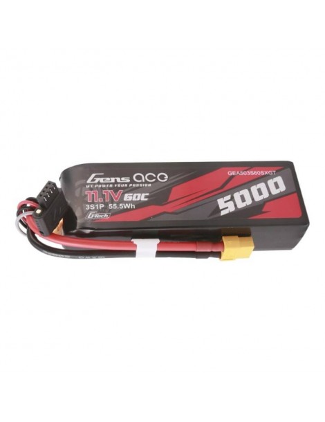 Gens ace G-Tech 5000mAh 11.1V 60C 3S1P Short-Size Lipo With XT60 Plug
