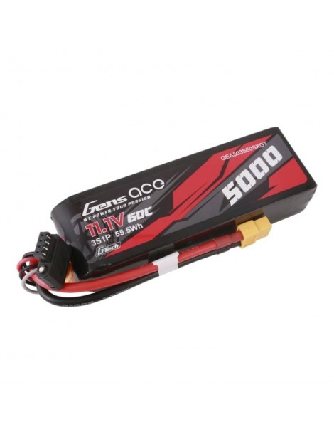 Gens ace G-Tech 5000mAh 11.1V 60C 3S1P Short-Size Lipo With XT60 Plug