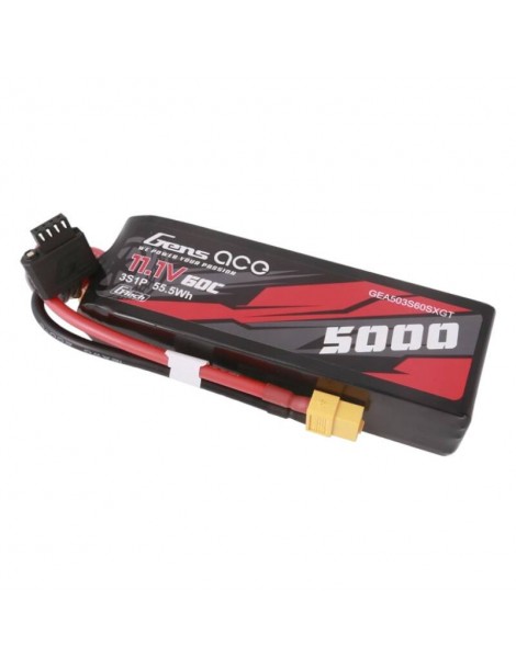 Gens ace G-Tech 5000mAh 11.1V 60C 3S1P Short-Size Lipo With XT60 Plug
