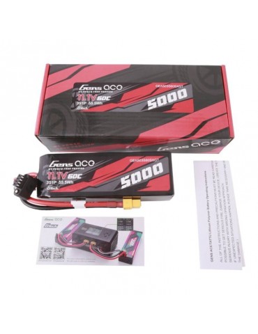 Gens ace G-Tech 5000mAh 11.1V 60C 3S1P Short-Size Lipo With XT60 Plug