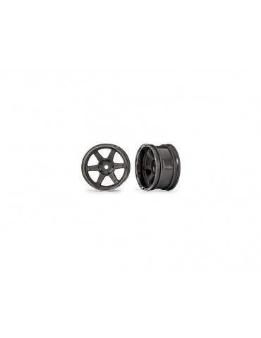 Traxxas Wheels 1.9" six spoke (graphite gray w/chrome rim) (wide, rear) (2)