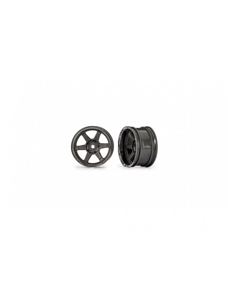 Traxxas Wheels 1.9" six spoke (graphite gray w/chrome rim) (wide, rear) (2)