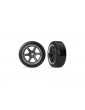 Traxxas Tires & wheels 1.9", six spoke graphite gray wheels, Drift soft tires (wide, rear) (2)