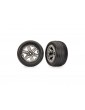 Traxxas Tires & wheels 2.8", RXT chrome wheels, ribbed tires (electric front) (2)