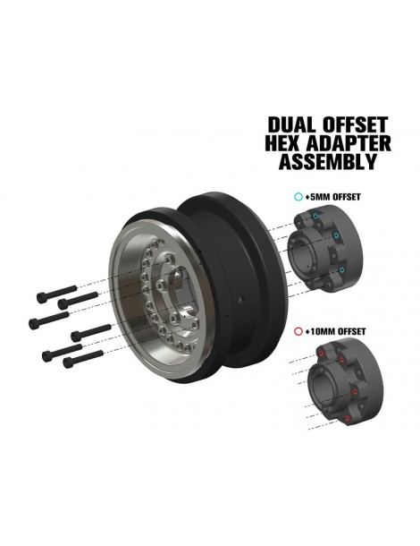 Black Rhino Armory Gunmetal 2.9" Aluminum Dual Offset (+5/+10) Wheels for Axial SCX6