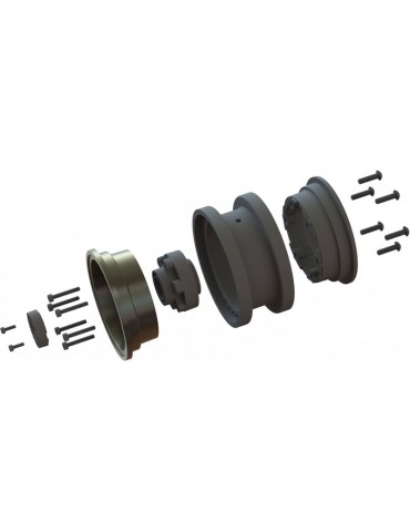 Black Rhino Armory Gunmetal 2.9" Aluminum Dual Offset (+5/+10) Wheels for Axial SCX6