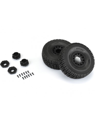 Pro-Line Wheels 2.4/3.3", Mirage TT Belted Tires, Raid Black Wheels (2)