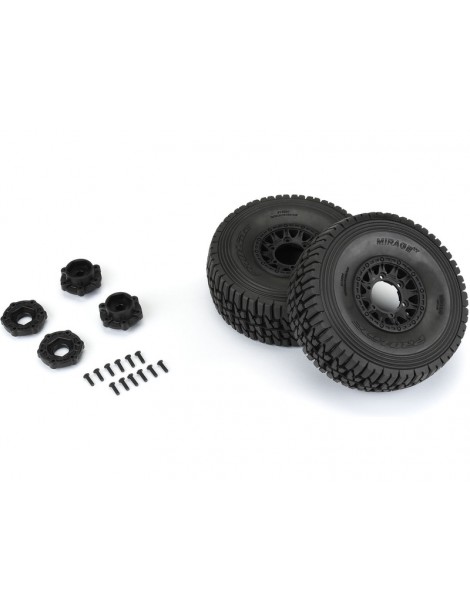 Pro-Line Wheels 2.4/3.3", Mirage TT Belted Tires, Raid Black Wheels (2)