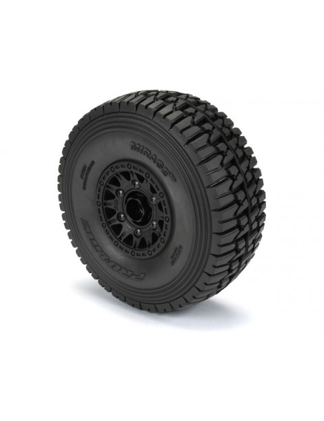 Pro-Line Wheels 2.4/3.3", Mirage TT Belted Tires, Raid Black Wheels (2)