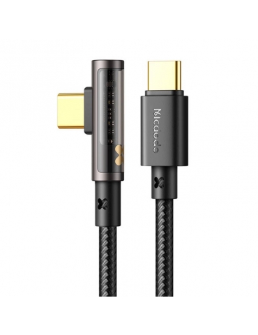 USB ir USB-C „Prism“ 90 laipsnių kabelis Mcdodo CA-3401, 100 W, 1,8 m (juodas)