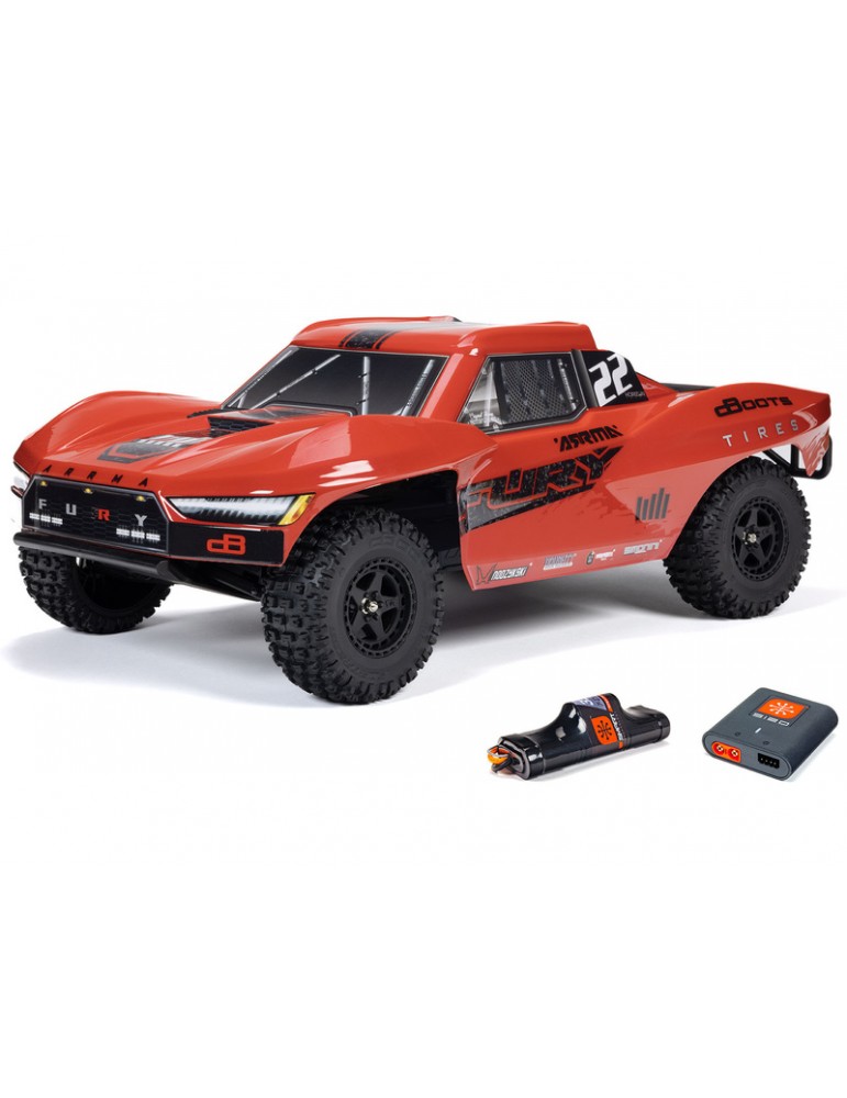 Arrma Fury Mega 550 2WD 1:10 Smart RTR Raudona - RC modelis su baterija ir įkrovikliu