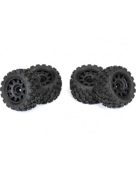 Pro-Line 1/18 Badlands MX 1.85" F/R MTD 12mm Black Raid: Granite GROM