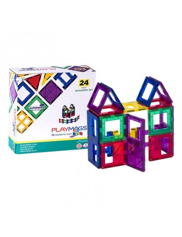 Magnetinės plytelės 3D Playmags 162 - 24 vnt. rinkinys