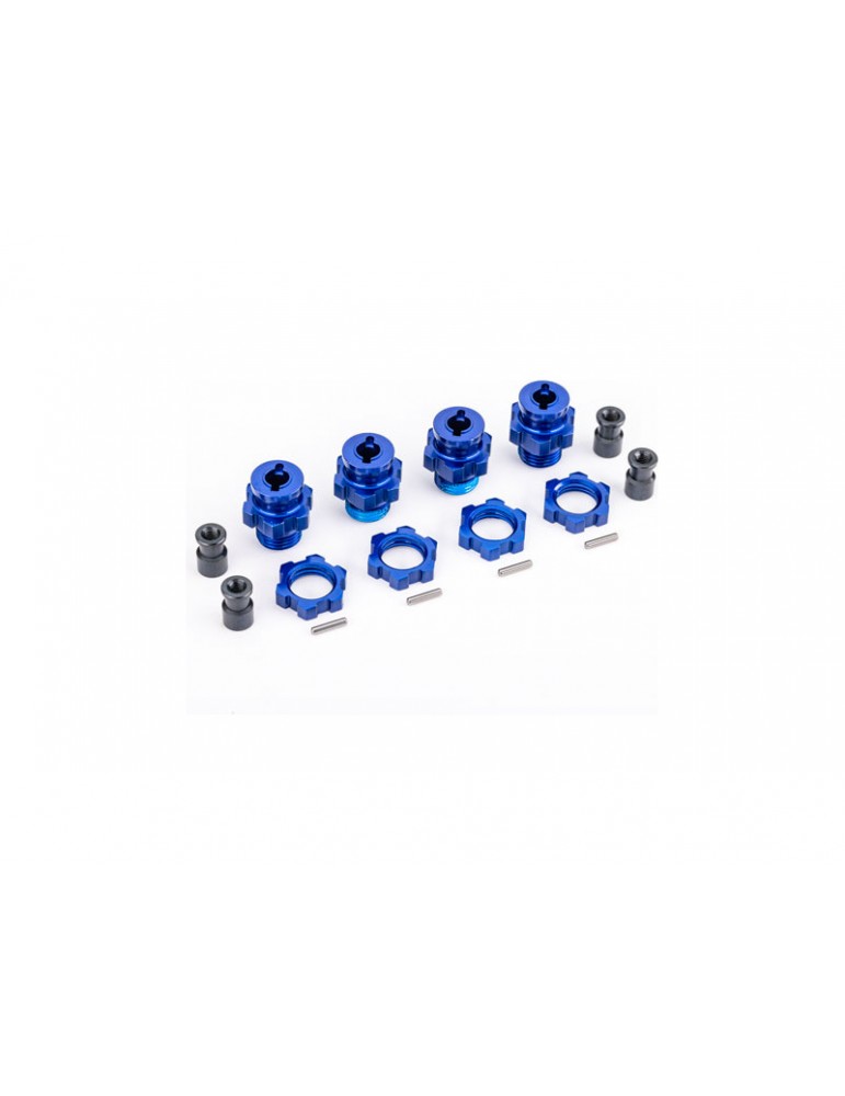 Traxxas Wheel hubs, splined, 17mm, short (blue-anodized) (4) (for use with 9080)