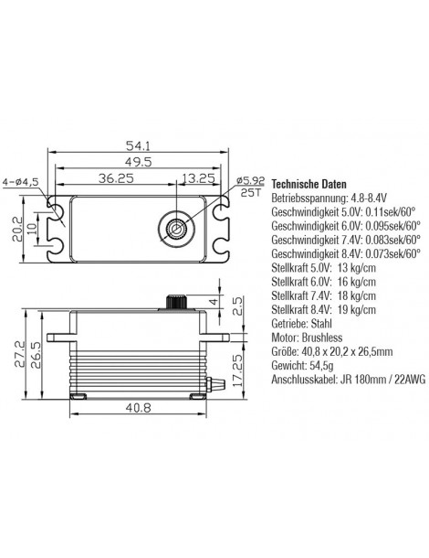 H-Speed servo pavara HSX101 19kg.cm 0.073s/60 25T