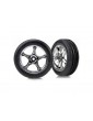 Traxxas Tires & wheels 2.2", Tracer chrome, Ribbed tires (2) (front)