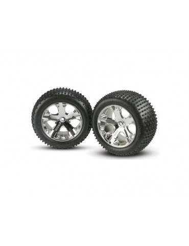 Traxxas Tires & wheels 2.8", All-Star chrome wheels, Alias tires (2) (rear)