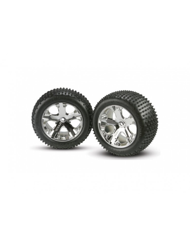 Traxxas Tires & wheels 2.8", All-Star chrome wheels, Alias tires (2) (rear)