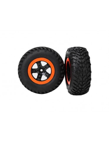 Traxxas Tires & wheels 2.2/3.0", SCT black-orange wheel, SCT S1 tire (2) (4WD f/r, 2WD r)