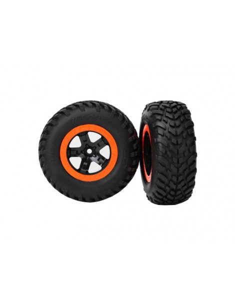 Traxxas Tires & wheels 2.2/3.0", SCT black-orange wheel, SCT S1 tire (2) (4WD f/r, 2WD r)